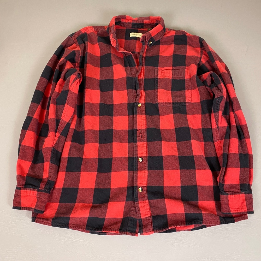 Hobbs Creek Flannel Shirt Men's XL Red Black Buffalo Plaid Button Down *Flawed‎